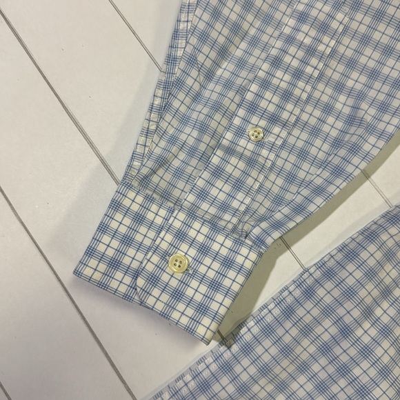 Dunhill mens M Medium blue white check plaid button up casual shirt EUC - Picture 3 of 5